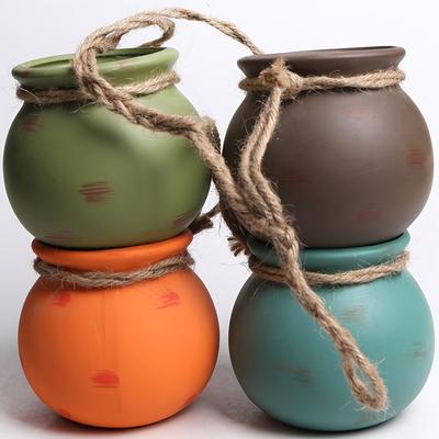 TEMU Ceramic Hanging Planter, Desert Color, For Outdoor Storage, Garden, Villa, Wall Or Ceiling Decoration Image