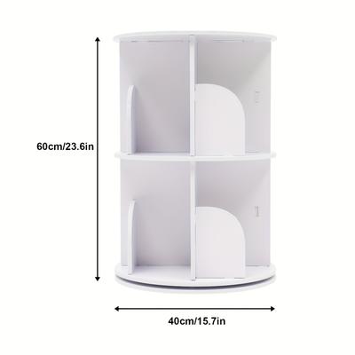 TEMU Modern White 2-tier Rotating Bookshelf - Compact Round Design With 8 Compartments, Home Office, Living Room, Or Study Storage, Office Bookshelf | | Artistic Storage, Bookshelf Decorations Image