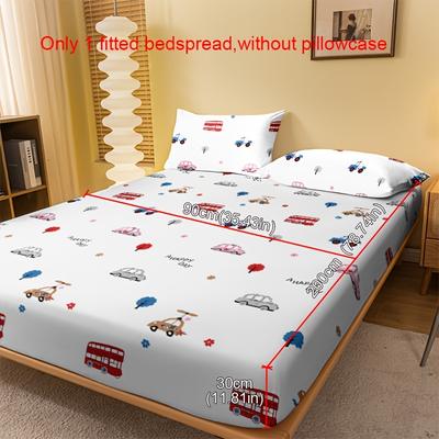 TEMU 1pc Of Simple Car Travel Pattern Printed Brushed Bed Sheet, Bedroom Printed Bedspread Raised Bed Sheet, Bedding (excluding Pillowcases) Sent To Parents, For Holiday Parties. Good Gifts Image
