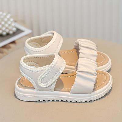 TEMU 1 Pair Girls' Casual Outdoor Open-toe Sandals With Closure, Breathable Summer Shoes For Hiking & Casual Attire, White, Outdoor Footwear | Crisscross Strap Design | Sandals, Strappy Sandals Image