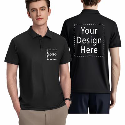 TEMU Custom Men's Shirt - Personalized Logo Design, Breathable & Comfortable Short Sleeve Golf Shirt, Black With White Collar, Gifts, Workwear, Or Group Apparel, Golf T Shirt Image