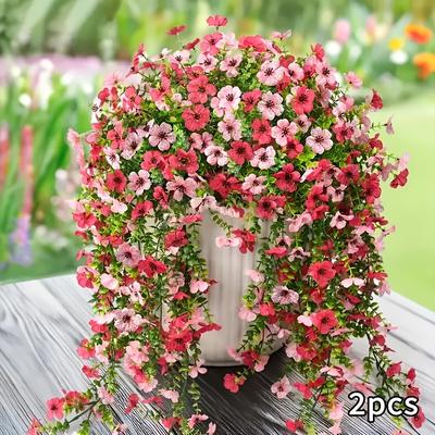 TEMU 2-pack Boho Style Uv-printed Artificial Daisy Hanging Flowers - Versatile Plastic Floral Decor For Indoor/outdoor, Ideal For Thanksgiving, Valentine's, & Father's Day, Hanukkah Image