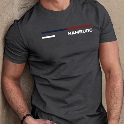 TEMU Men's Casual Short Sleeve T-shirt With Print - Breathable Polyester, Machine Washable, Round Neck - Summer Image