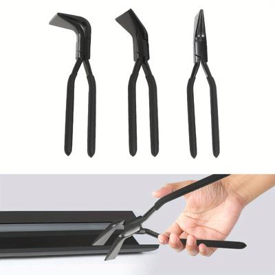 TEMU Folding Pliers, Pack Of 3, Carbon Steel Straight Pliers 45° And 90° For Bending Most Sheets (red/ Black) Image