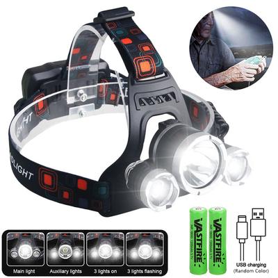 TEMU Rechargeable Red/ Green/ Purple Led Rechargeable Headlamp With White Light, 3 Camping Headlamps For Hunting Running Camping Hiking Image