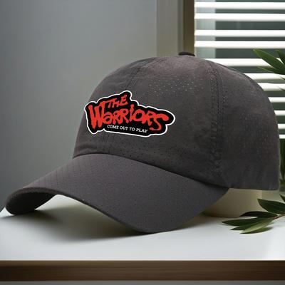 "TEMU The Warriors" Fun Theme Quick-dry Baseball Cap - Breathable & Stylish, Black With Red , Polyester, Wear, Machine Washable, Baseball Cap" Image