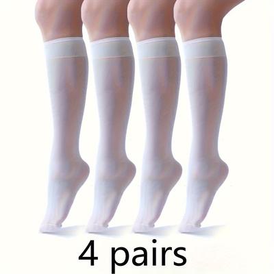 TEMU 4 Pairs/6 Pairs Of Women's Lightweight Breathable Solid Socks For Spring And Autumn, Comfortable And Stylish. Image