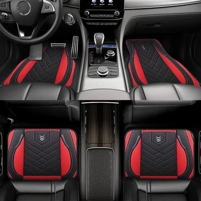 TEMU 4pcs Red Fashionable Arrow Pattern Car Floor Mats, Polyester Fiber Interior Protection For Sedans, , Suvs - Ideal Gift For Men And Women, Image