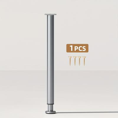 TEMU 1pc Adjustable Metal Table Legs, 28.35in, Cylindrical Furniture Legs For Diy Projects, For Workbenches, Dining Tables, Coffee Tables, And More, Grey Image