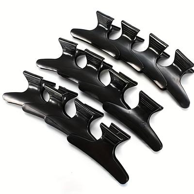TEMU 12pcs Elegant Black Hair Clips - Glossy Finish, Vintage & Minimalist Style, Solid Color Plastic Hairpins For Styling & Positioning, Positioning Hairpins||smooth Texture Image