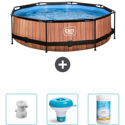 Exit Toys - exit Runder Holzrahmen-Swimmingpool – 300 x 76 cm – Inklusive Zubehör CB89 Image