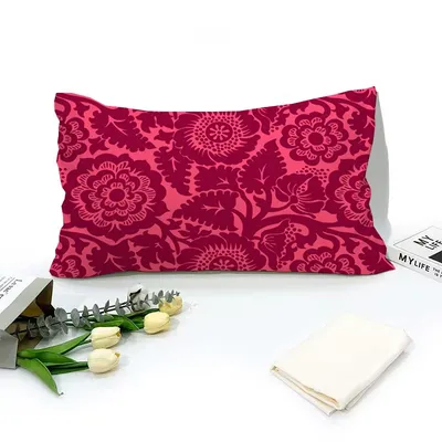 Lebhafter rosa Kissenbezug mit Blumenmuster für Komfort und Stil, Schlafzimmer, Wohnzimmer, Sofa Image