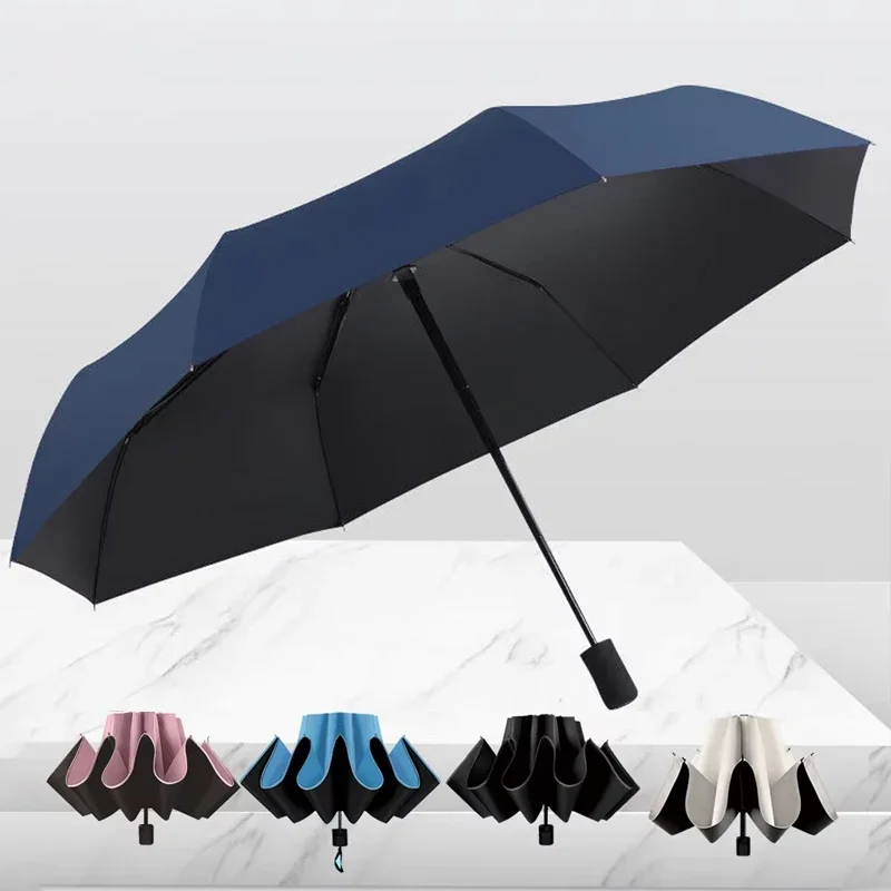 1/2/4 Stück 8-Rippen-Klappschirm, manuell offen, UV-Schutz, Sonne, Regen, doppelter Verwendungszweck, tragbarer kompakter Sonnenschirm, Sonnenschirm für Damen und Herren Image