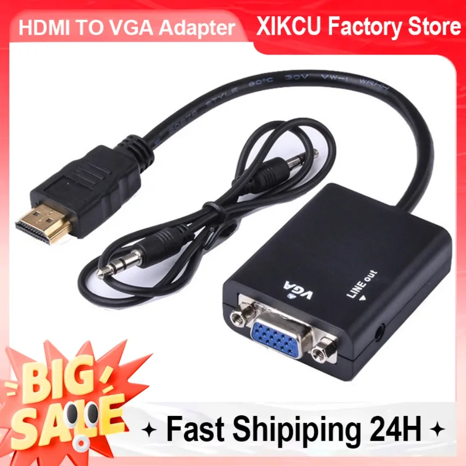 Adapter HDMI-kompatibel ZU VGA Mit Audio HDTV Stecker Auf VGA Buchse Konverter Port HDTV Zu VGA ausgang 1080P HDTV Audio TV Video Image