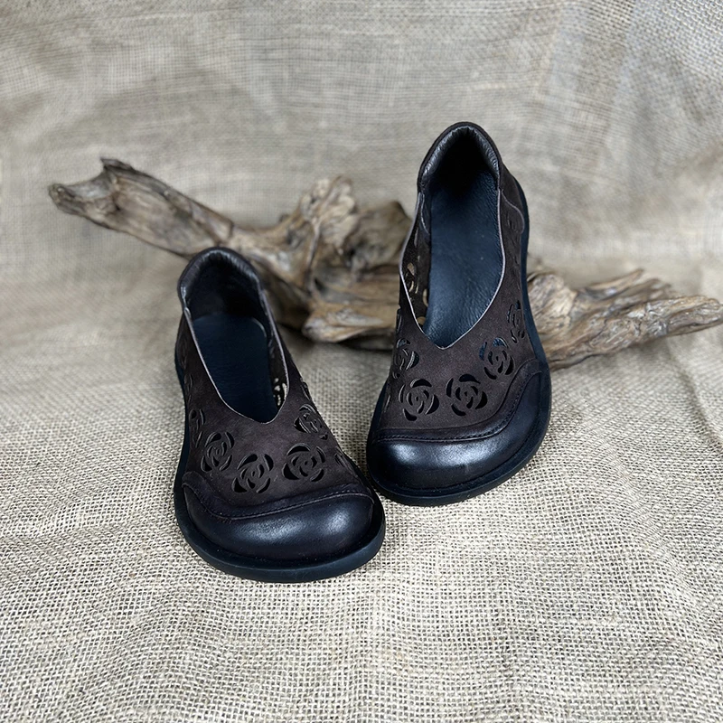 Birkuir Original Retro Frauen Wohnungen Schuhe echtes Leder weiche Luxus schuhe hohle niedrige Ferse Mutter Schuhe Slipper Damenschuhe