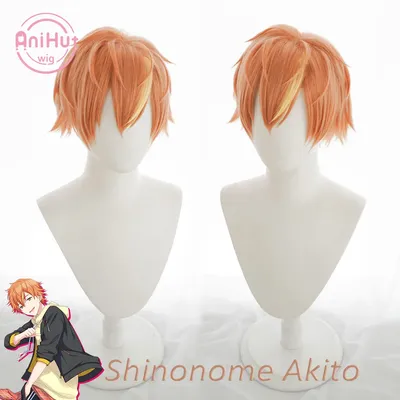 【AniHut】Shinonome Akito Orange Cosplay Perücke Projekt SEKAI BUNTE BÜHNE! Hitze Beständig Image