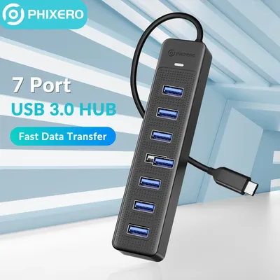 PHIXERO 7-in-1 USB C HUB 3.0 Typ C 7-Port Multi Splitter Adapter OTG USB Netzteil für MacBook Pro 13 Image