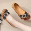 Damen Luxus Wohnungen ethnischen Stil elegante Schuhe Damen Rindsleder flache Schuhe Retro Boho
