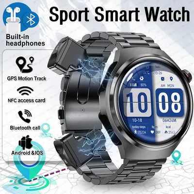 Neue GPS Track Smart Uhr Männer Bluetooth Headset 1,53 "HD Bildschirm Herz Rate Sport Wasserdichte Image