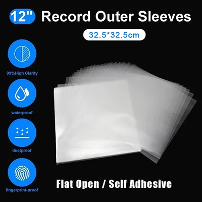 50 Stück 12 Zoll transparente Vinyl-Schallplatten-Schutz LP-Schallplatten-selbstklebende Tasche Kunststoff-Außenhüllen für CD-Band-Schutzhüllen Image