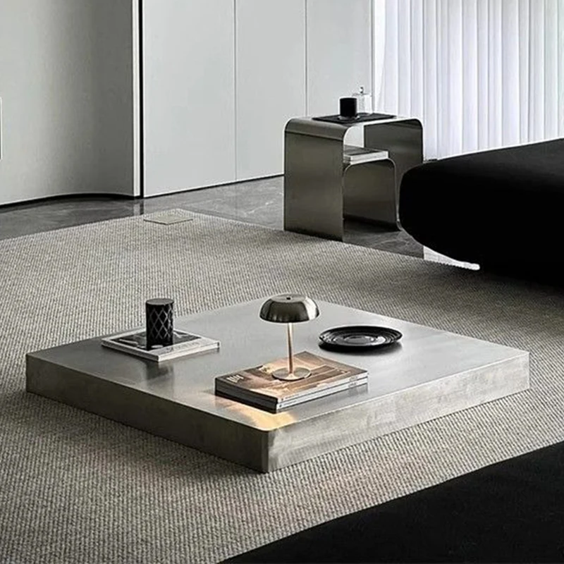 Italienische Couchtische, Beistelltisch aus Edelstahl, minimalistische Teetische, moderner Wohnzimmer-Mitteltisch, luxuriöse Designmöbel Image