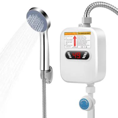 3500W Electric Instantaneous Water Heater 220 V Mini Shower Water Heater with Shower Head for Kitchen Bathroom Home