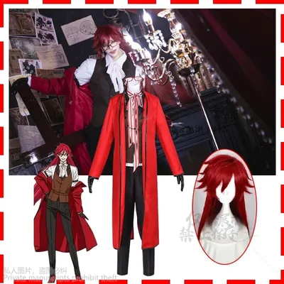 Anime schwarz Butler Grell Sut cliff Michaelis Cosplay Kostüm Perücke Uniformen Cosplay Halloween Image