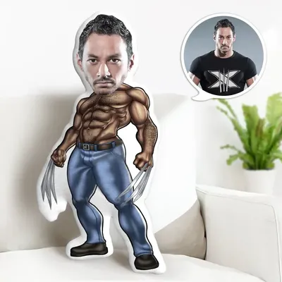 Anpassbare Kissen und Kissen, individuelles Gesichtskissen, personalisierte Wolverine-Kissen, Geschenke, Superhelden-Puppe, individuelles MinIMe-Kissen Image