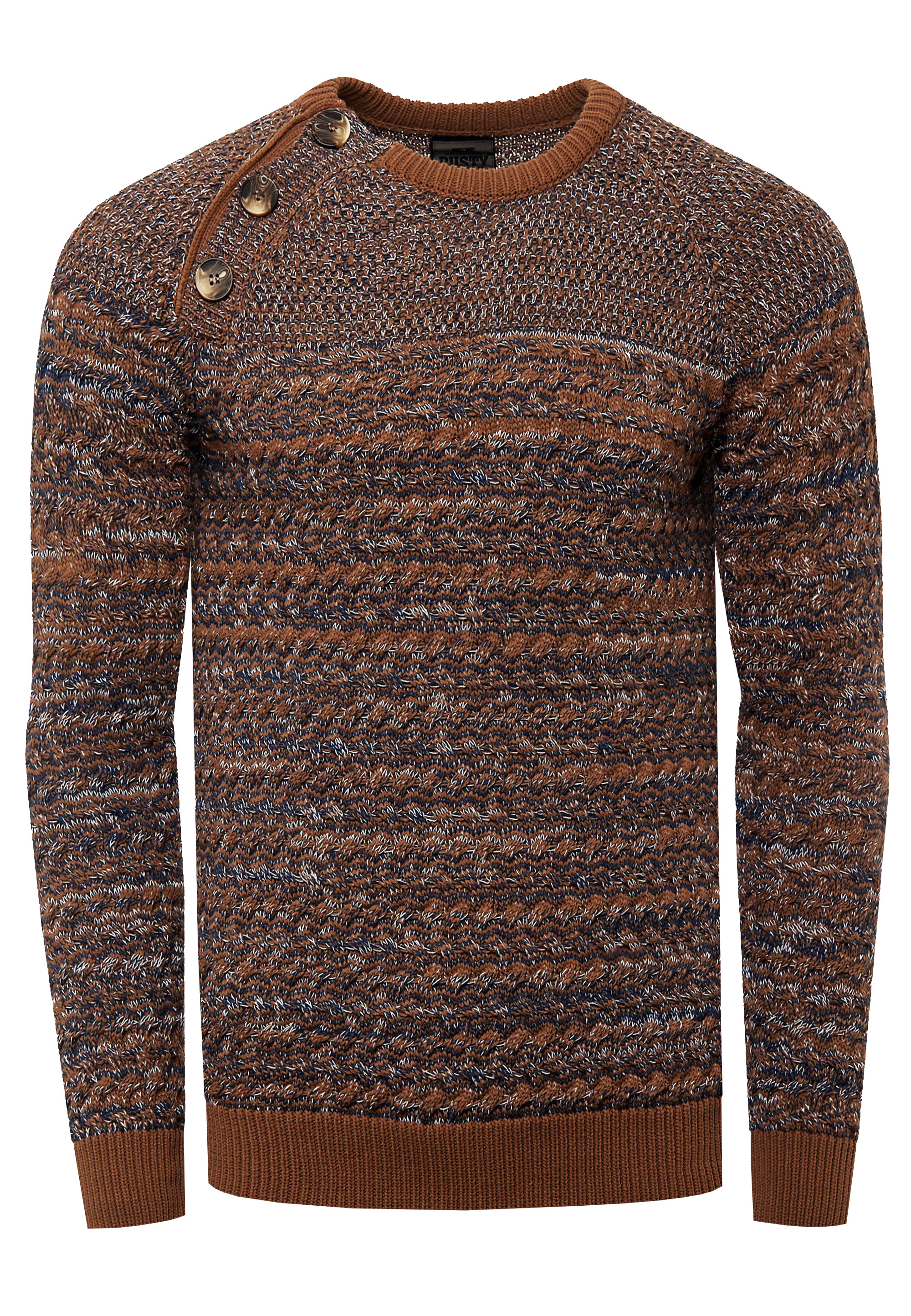 Side Button-Placket Rundhals-Pullover Image