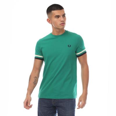 Fred Perry - T-Shirt Mit kontrastfarbenen Streifen für Herren (Grün)