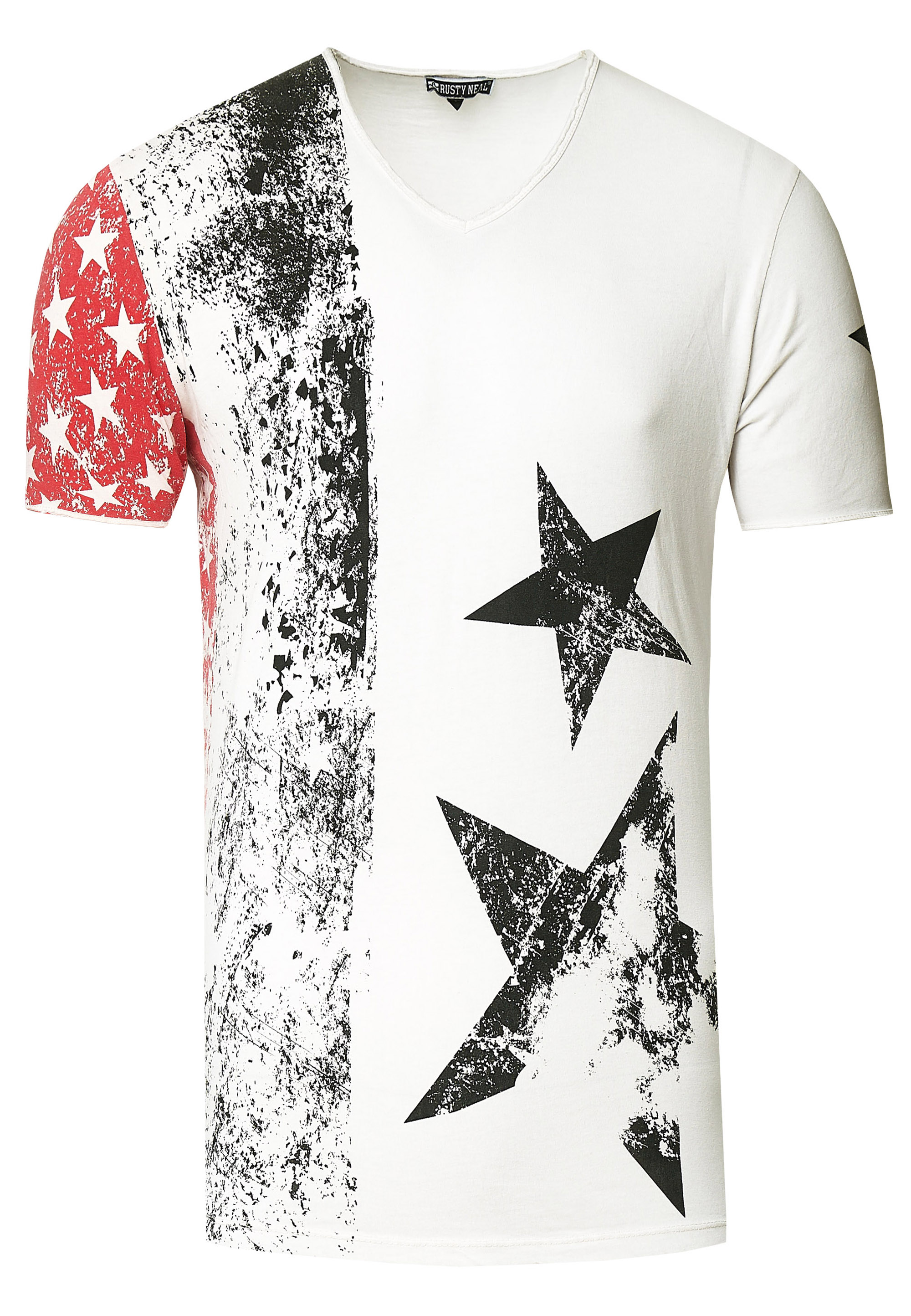 USA T-Shirt Stars and Stripes V-Neck im Used-Look Image