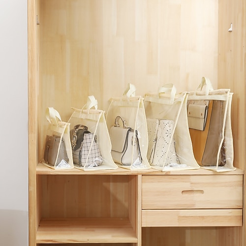 1 borsa organizer antipolvere - borsa trasparente per riporre borse, organizer per riporre borse con cerniera e manici per armadio, borse e borsette