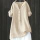 Per donna Camicia Camicie di cotone e lino Blusa Semplice Moderno Casual Manica Lunga Scollo a V Top Regolari Quotidiano Ferie Uscire Bottoni Nero Giallo Blu marino Beige Estate