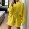 Per donna Moda Streetwear Set di biancheria in cotone Set da due pezzi Set di Pantaloncini Manica Lunga Girocollo Semplice Coulisse Abbigliamento quotidiano Data Nero Giallo Blu Estate Vestibilit