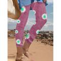 Leggings da donna 3D Stampati Vacanze Moda Base Lunghezza Caviglia Vita Alta Stampa Floreale Grafica Termica Calda Traspirante Morbido Elasticizzato Vacanze Casual Quotidiano Rosa Blu Verde Estate