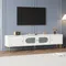 Meuble TV blanc avec pieds dorés, 170x35x50cm, portes en verre arquées, meuble de rangement moderne