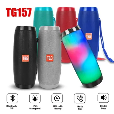 LED TG157 Portable Bluetooth Speaker Wireless Subwoofer Dual Bass Column Boombox BT AUX TF Music