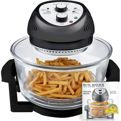 Toaster Oven Combo 16Qt Kitchen Countertop Convection Rotisserie 1300W Large Glass Bowl Black by