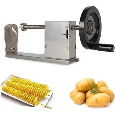 Spiral Chips Potato Cutter, Manual Potato Chip Tower Machine with Rubber Durable Handles and Uniform