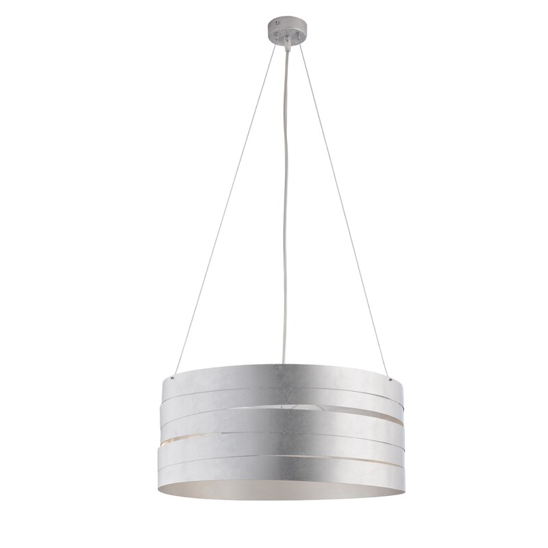 BeLight Mambo - Weiß lackierte Eisenpendelleuchte mit antikem Silberdekor und verstellbaren Stahlkabeln, 3 Lichter 120 - Ø45 - BL157-3-ARG Image