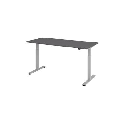 bümö elektrisch höhenverstellbarer Schreibtisch Graphit 180x80 cm, Gestell: Silber - Büroschreibtisch höhenverstellbar elektrisch, elektrischer Image