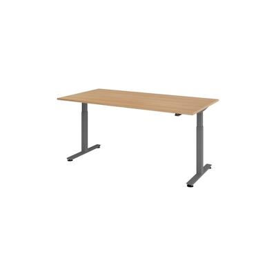 bümö elektrisch höhenverstellbarer Schreibtisch Eiche 200x100 cm, Gestell: Graphit - Büroschreibtisch höhenverstellbar elektrisch, elektrischer Image
