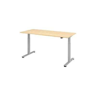 bümö elektrisch höhenverstellbarer Schreibtisch Ahorn 180x80 cm, Gestell: Silber - Büroschreibtisch höhenverstellbar elektrisch, elektrischer Image