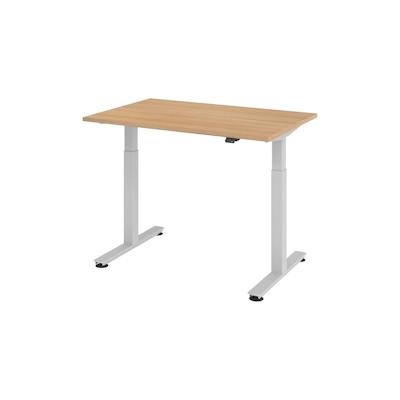 bümö elektrisch höhenverstellbarer Schreibtisch Eiche 120x80 cm, Gestell: Silber - Büroschreibtisch höhenverstellbar elektrisch, elektrischer Image