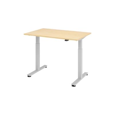 bümö elektrisch höhenverstellbarer Schreibtisch Ahorn 120x80 cm, Gestell: Silber - Büroschreibtisch höhenverstellbar elektrisch, elektrischer Image