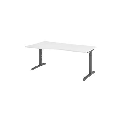 bümö Schreibtisch höhenverstellbar 180x100 cm in weiß, Metallgestell in graphit - Bürotisch groß, höhenverstellbarer Büroschreibtisch, Computertisch Image