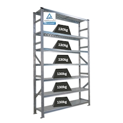 PROREGAL Fachbodenregal PROXIMO Stecksystem | Grundregal | HxBxT 250x150x50cm | 7 Ebenen | Beidseitig nutzbar | Verzinkt Image