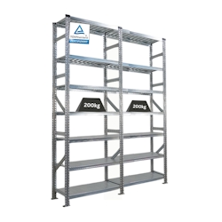 PROREGAL Fachbodenregal PROXIMO Stecksystem | Komplettregal | HxBxT 250x180x50cm | 7 Ebenen | Beidseitig nutzbar | Verzinkt Image