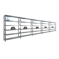 PROREGAL Fachbodenregal PROXIMO Stecksystem | Komplettregal | HxBxT 210x750x40cm | 6 Ebenen | Beidseitig nutzbar | Verzinkt Image