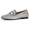 Loafer GABOR, Damen, Gr. 36, grau, Ziegenveloursleder, modisch, Schuhe, Slipper, Festtagsschuh, Schlupfschuh mit edlem Schmuckelement